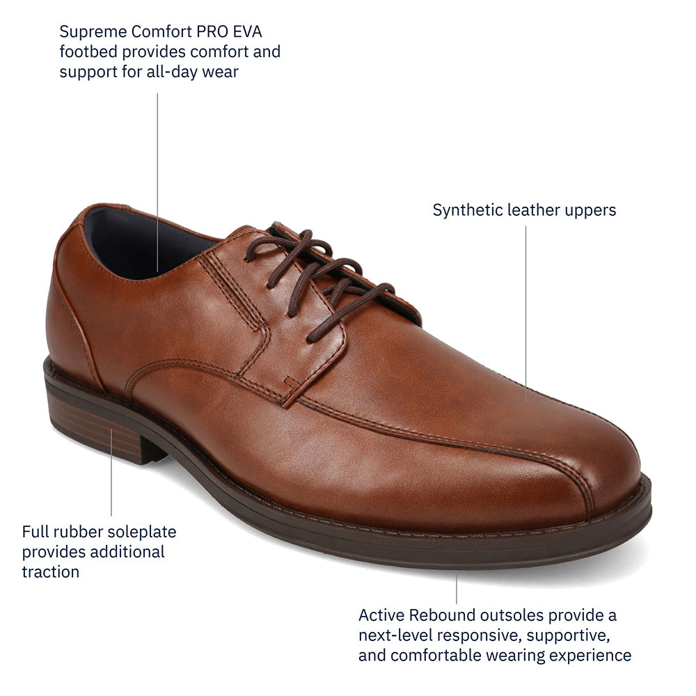 Cognac-Dockers Mens Bainbridge Polished Lace-Up Oxford Dress Shoe