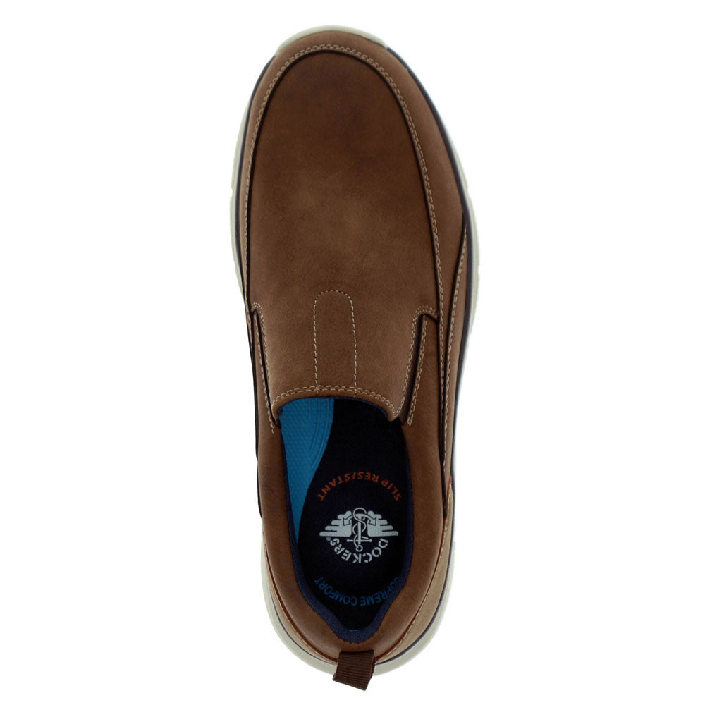 Dark Tan-Dockers Mens Slater Slip-Resistant Slip-on Sneaker