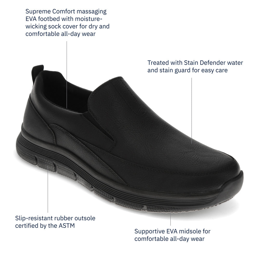 Black-Dockers Mens Slater Slip-Resistant Slip-on Sneaker