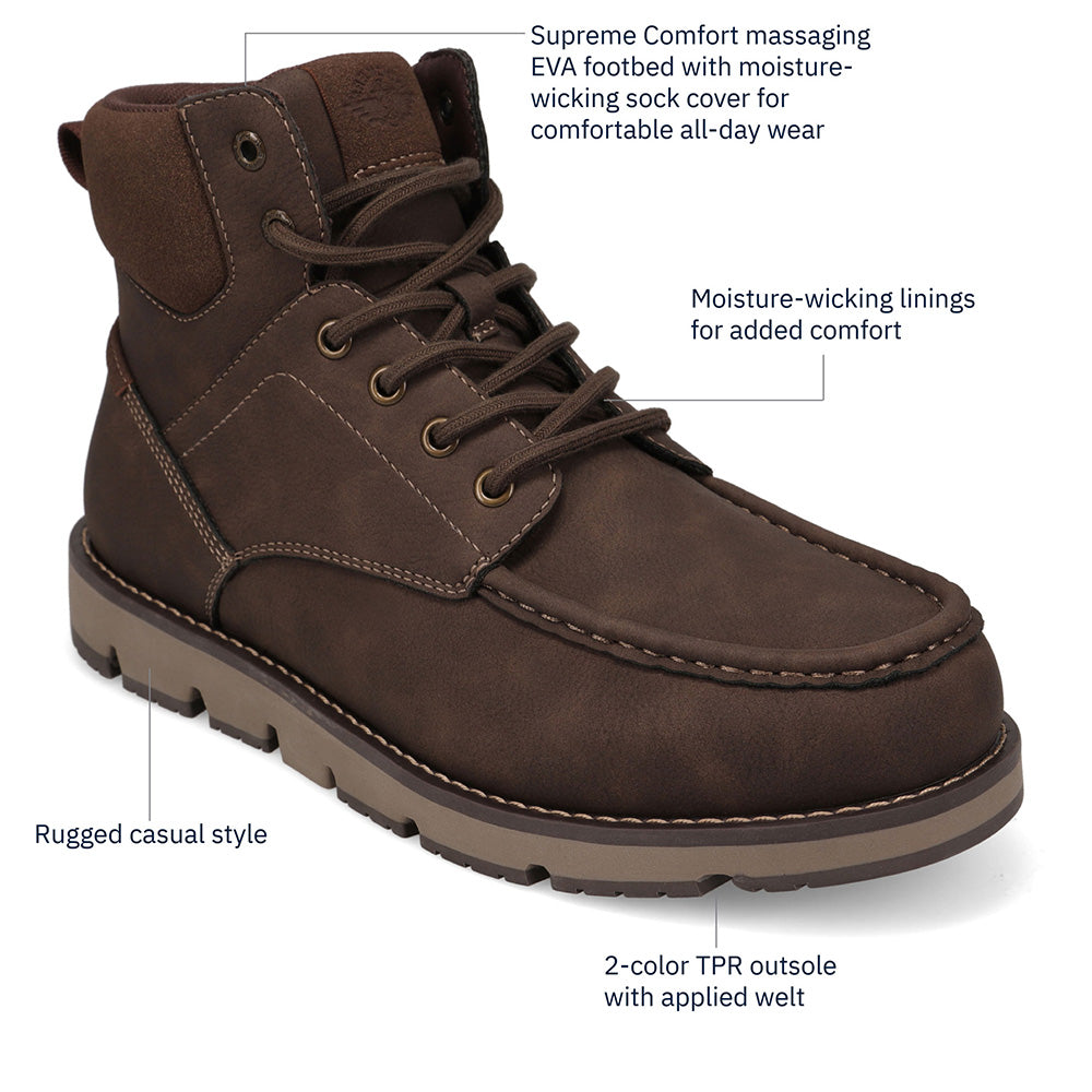 Dark Brown/Brown-Dockers Mens Derrick Rugged Casual Chukka Boot