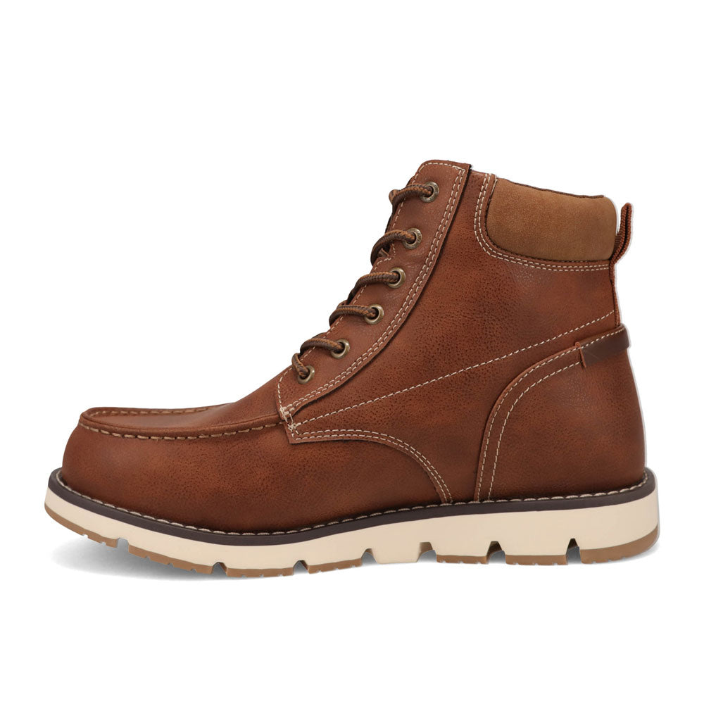 Cognac-Dockers Mens Davis Rugged Casual Tumbled Moc Toe Boot