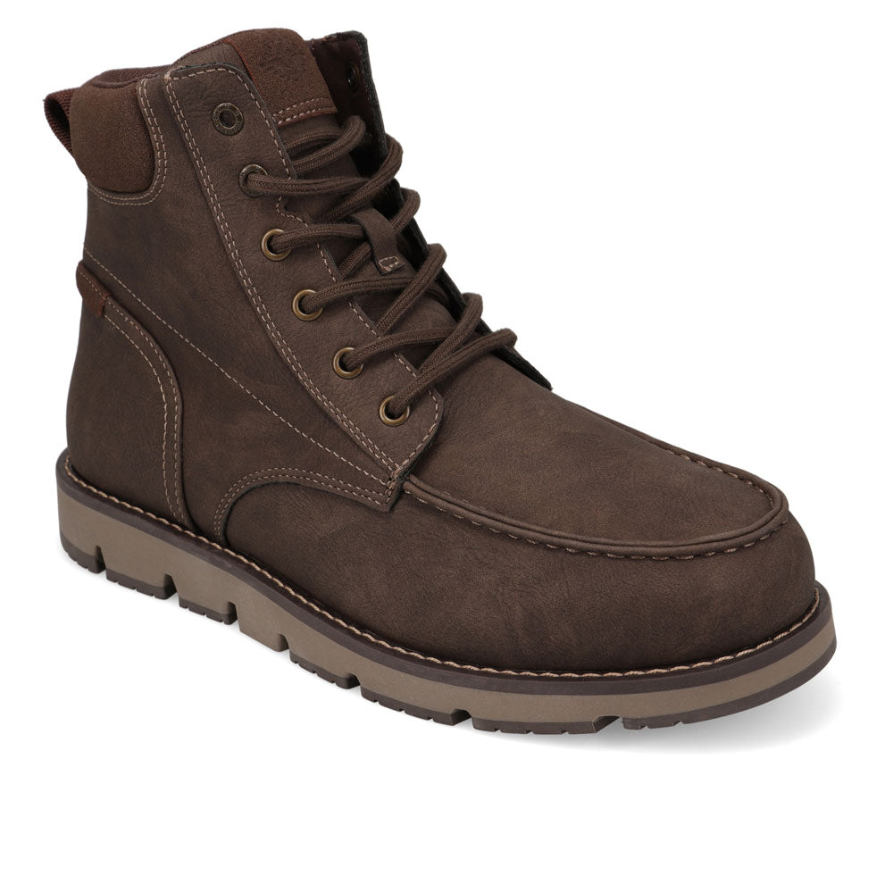Dark Brown/Brown-Dockers Mens Davis Rugged Casual Tumbled Moc Toe Boot
