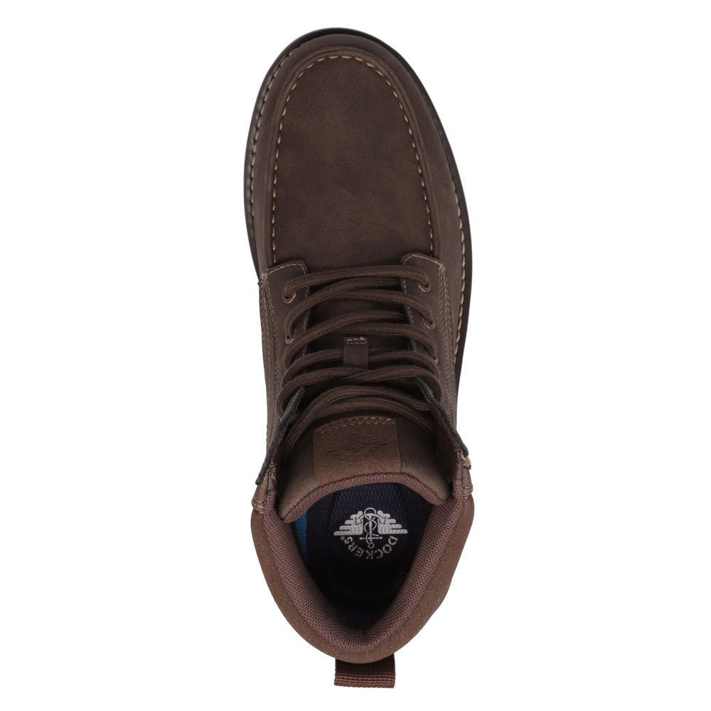 Dark Brown/Brown-Dockers Mens Davis Rugged Casual Tumbled Moc Toe Boot
