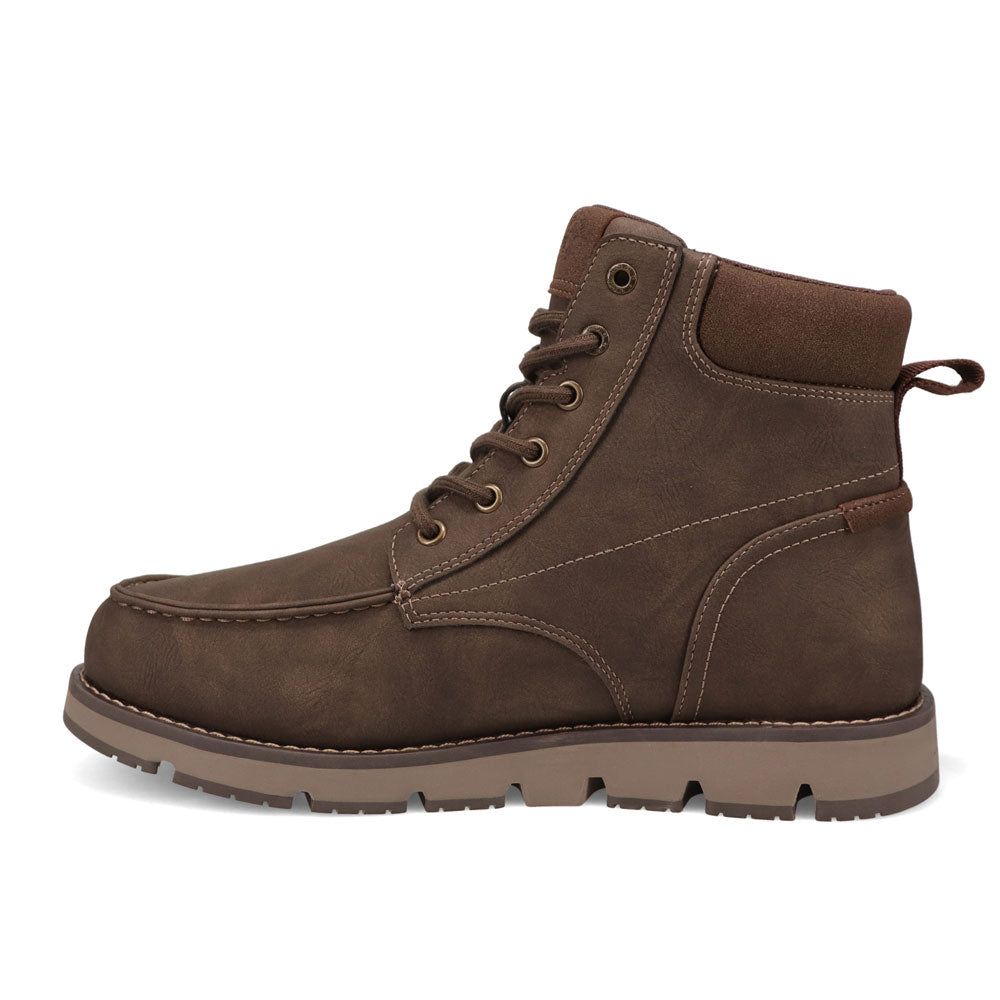 Dark Brown/Brown-Dockers Mens Davis Rugged Casual Tumbled Moc Toe Boot