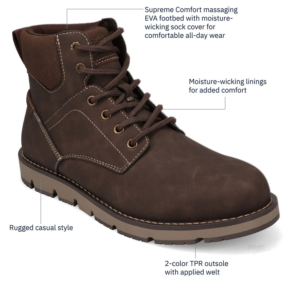 Dark Brown/Brown-Dockers Mens Dustin Rugged Casual Chukka Boot
