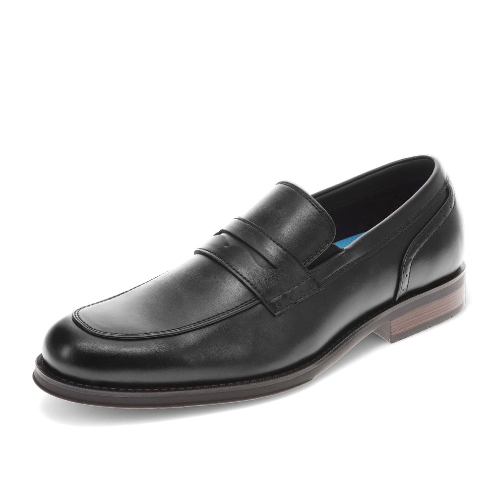 Black-Dockers Mens Emerson Penny Synthetic Leather Dress Loafer Slip On Shoe