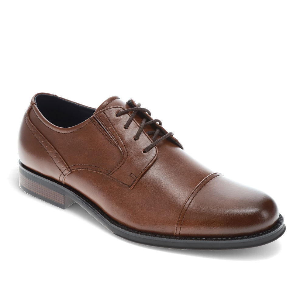 Cognac-Dockers Mens Echo Synthetic Leather Cap Toe Dress Oxford Lace Up Shoe