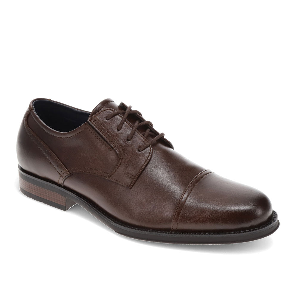 Chestnut-Dockers Mens Echo Synthetic Leather Cap Toe Dress Oxford Lace Up Shoe