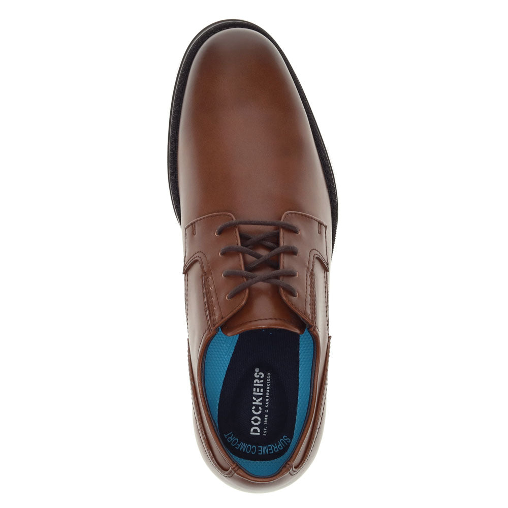 Cognac-Dockers Mens Edgar Synthetic Leather Dress Oxford Lace Up Shoe