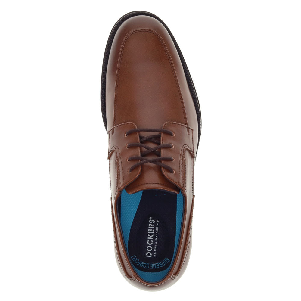 Cognac-Dockers Mens Elmer Synthetic Leather Dress Oxford Lace Up Shoe