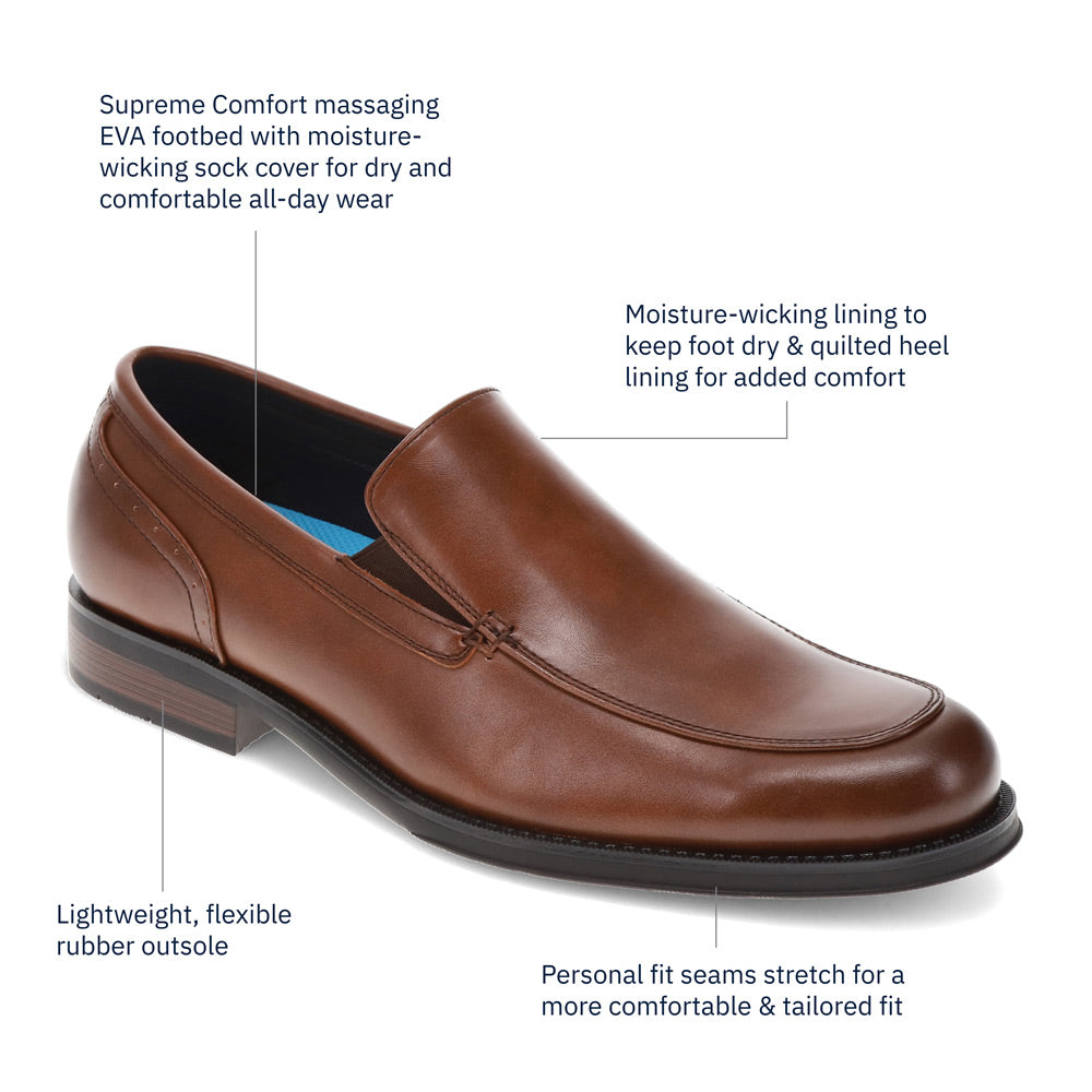 Cognac-Dockers Mens Eton Synthetic Leather Dress Loafer Slip On Shoe