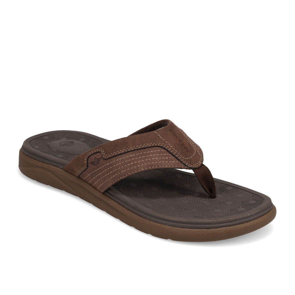 Dark Brown-Dockers Mens Cabana Casual Nubuck Thong Flip Flop