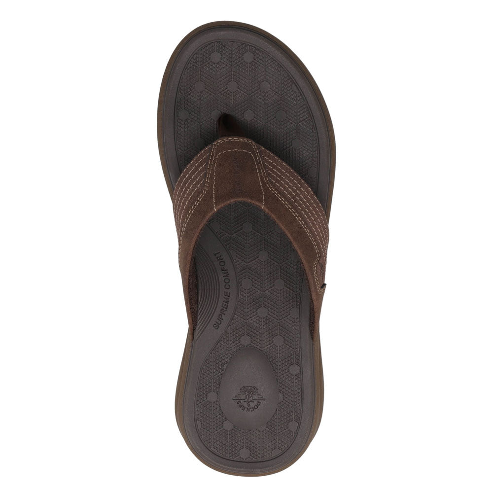 Dark Brown-Dockers Mens Cabana Casual Nubuck Thong Flip Flop