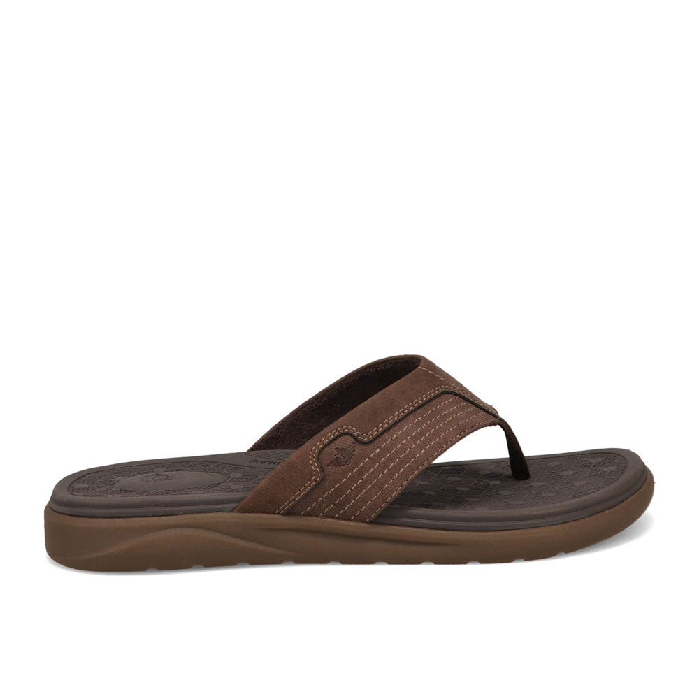Dark Brown-Dockers Mens Cabana Casual Nubuck Thong Flip Flop