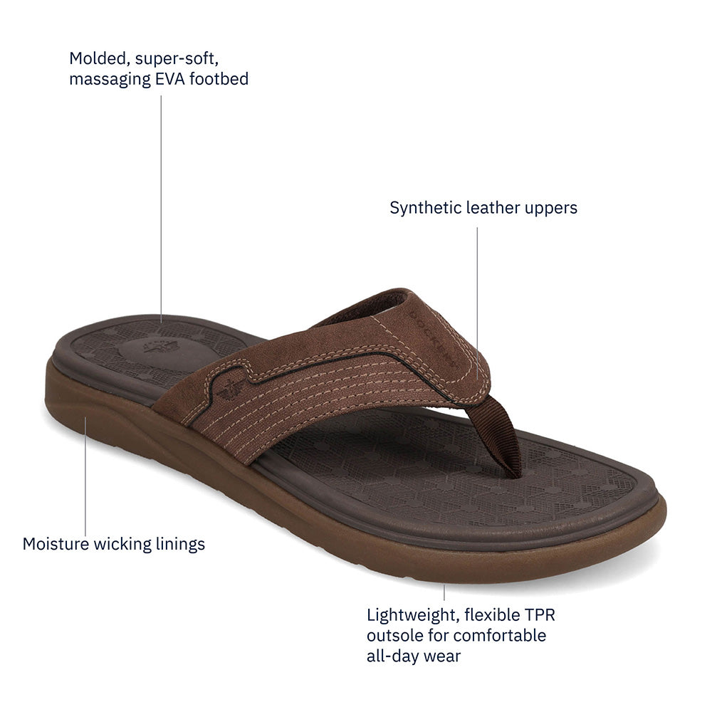 Black-Dockers Mens Cliff Casual Nubuck Thong Flip Flop