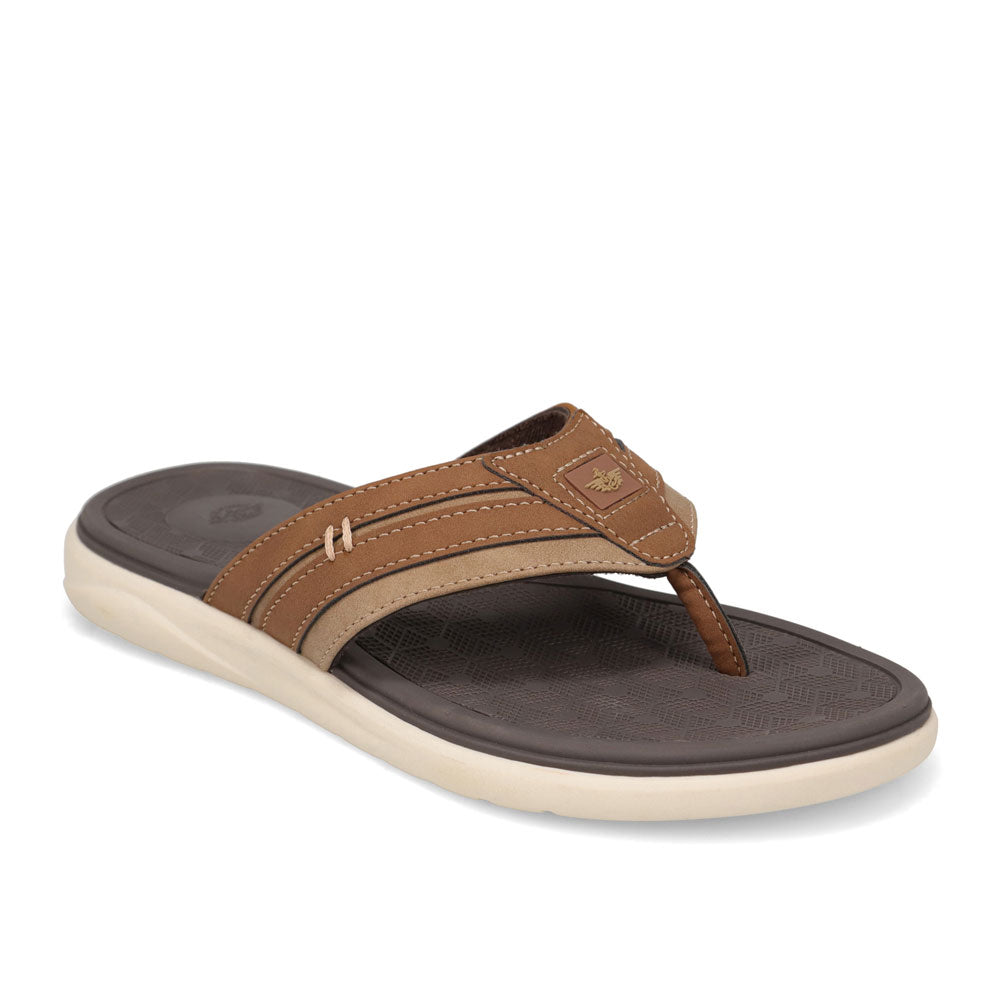 Dark Tan-Dockers Mens Cliff Casual Nubuck Thong Flip Flop