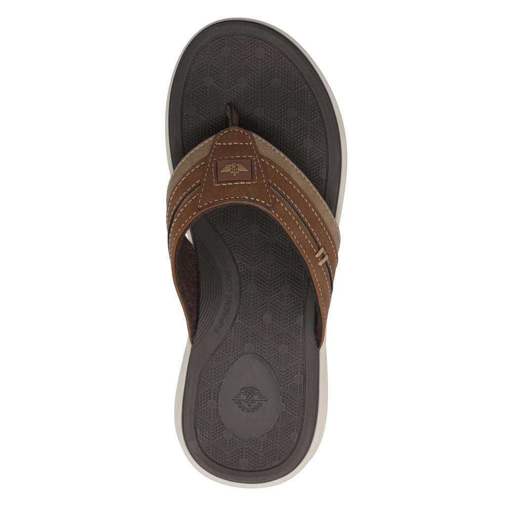 Dark Tan-Dockers Mens Cliff Casual Nubuck Thong Flip Flop