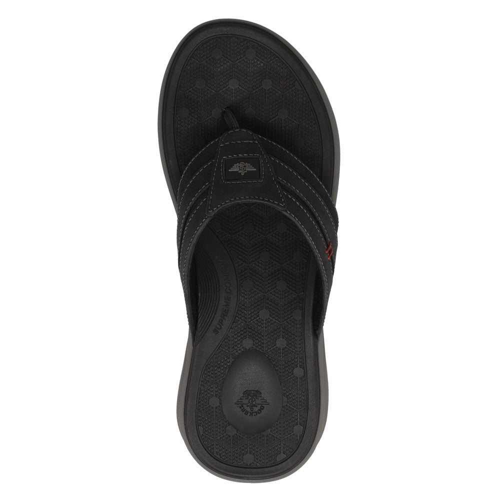Black-Dockers Mens Cliff Casual Nubuck Thong Flip Flop