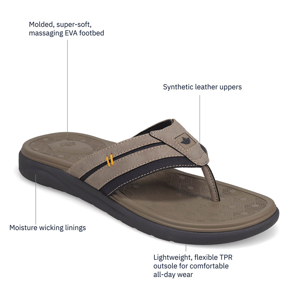 Grey/Navy-Dockers Mens Cliff Casual Nubuck Thong Flip Flop