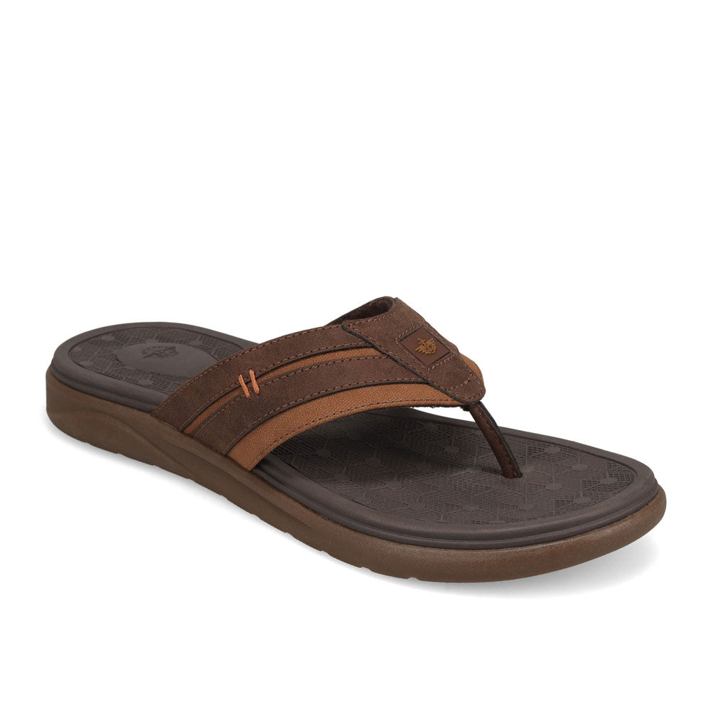 Dark Brown-Dockers Mens Cliff Casual Nubuck Thong Flip Flop