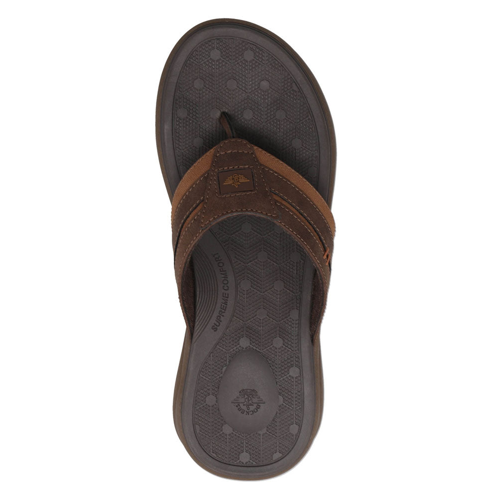 Dark Brown-Dockers Mens Cliff Casual Nubuck Thong Flip Flop