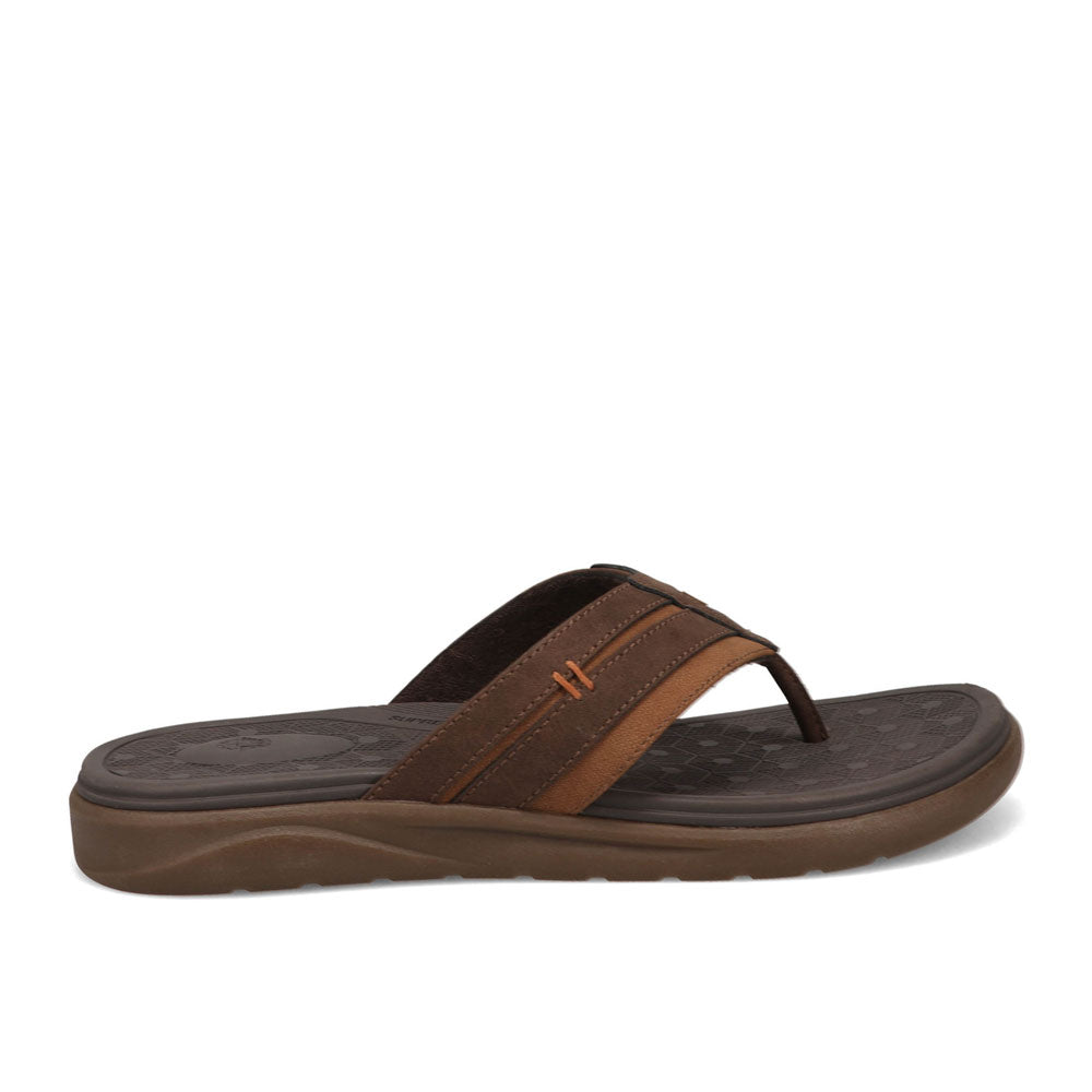 Dark Brown-Dockers Mens Cliff Casual Nubuck Thong Flip Flop