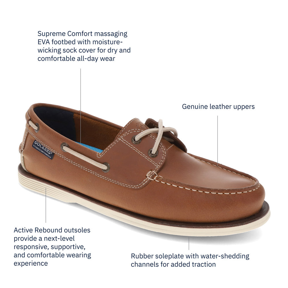 Dark Brown-Dockers Mens Dennison Genuine Leather Dress Casual Boat Shoe