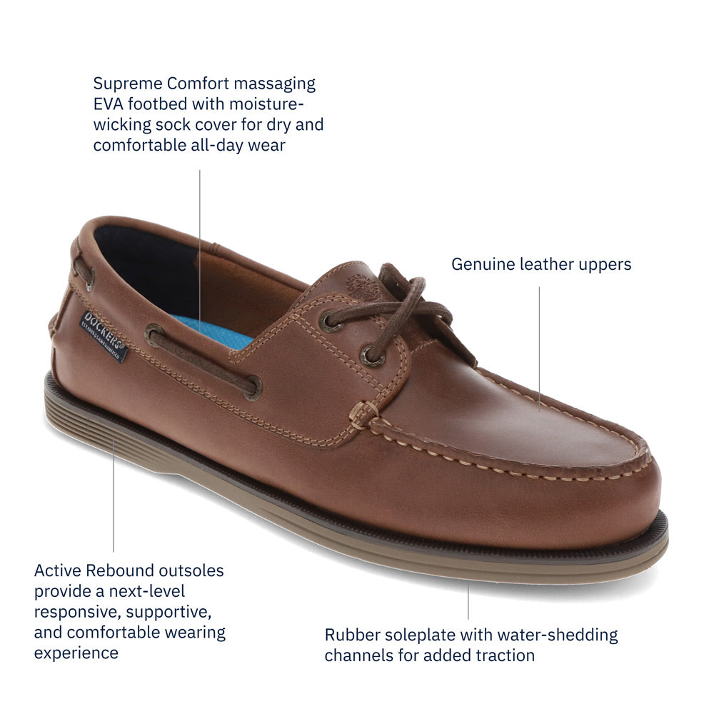 Chestnut-Dockers Mens Dennison Genuine Leather Dress Casual Boat Shoe