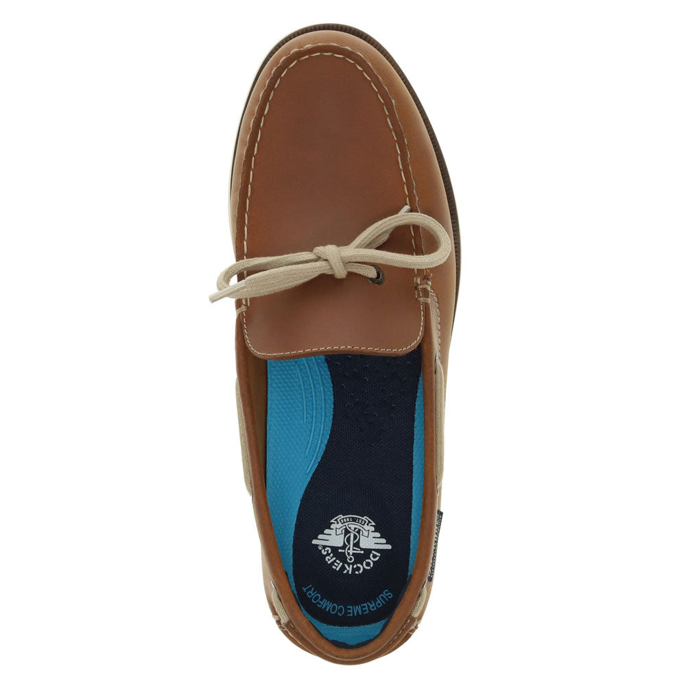 Dark Tan-Dockers Mens Darnell Genuine Leather Dress Casual Slip On Boat Shoe