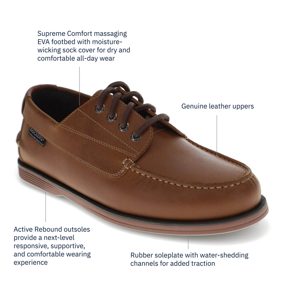 Saddle Tan-Dockers Mens Dawson Active Rebound Boat Shoe