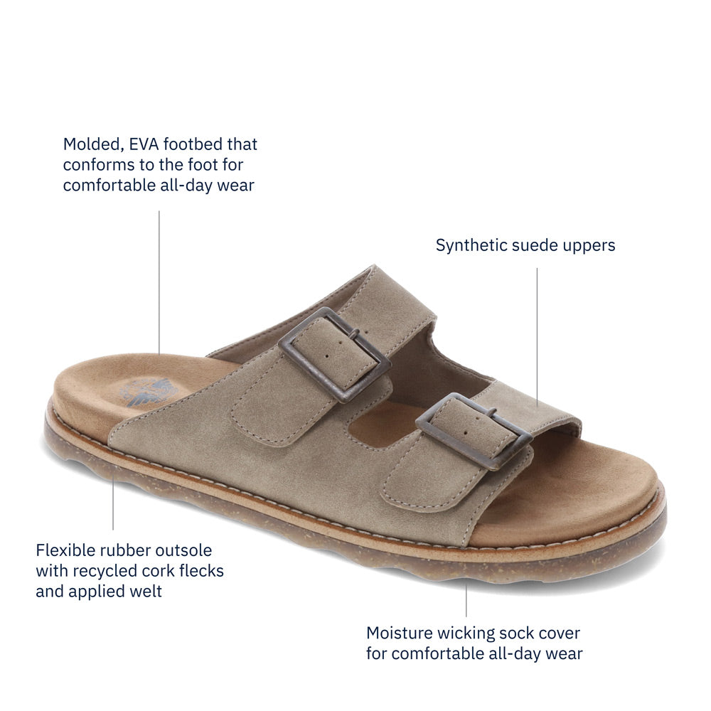 Taupe-Dockers Mens Benham Synthetic Suede Casual Slip On Sandal Shoe