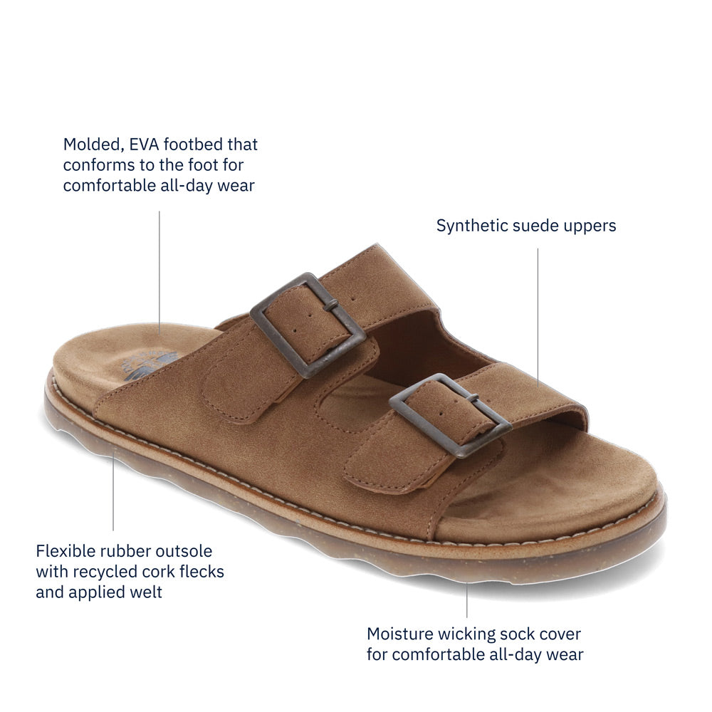 Tan-Dockers Mens Benham Synthetic Suede Casual Slip On Sandal Shoe