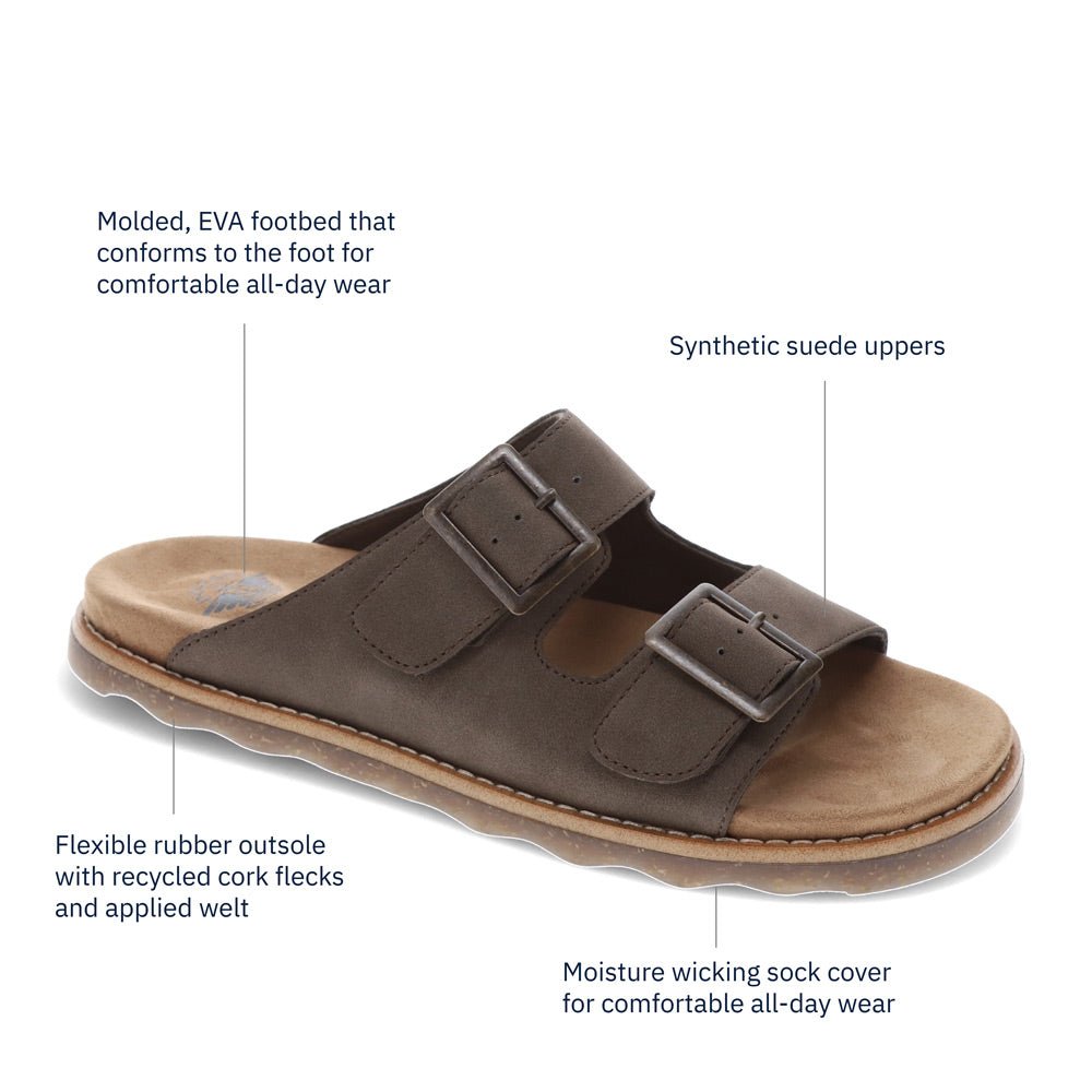 Brown-Dockers Mens Benham Synthetic Suede Casual Slip On Sandal Shoe