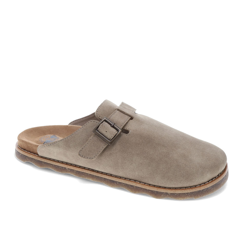 Taupe-Dockers Mens Bircham Synthetic Suede Casual Slip On Clog Shoe