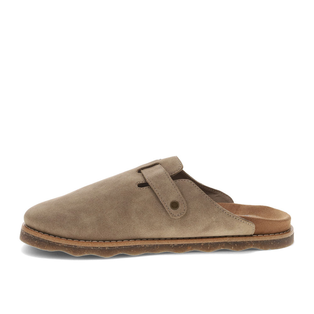 Taupe-Dockers Mens Bircham Synthetic Suede Casual Slip On Clog Shoe
