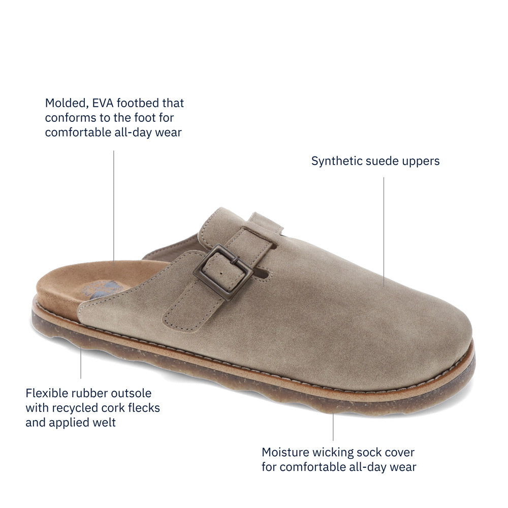 Taupe-Dockers Mens Bircham Synthetic Suede Casual Slip On Clog Shoe