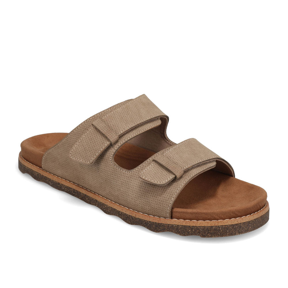 Taupe-Dockers Mens Casual Two Strap Slip-On Sandal