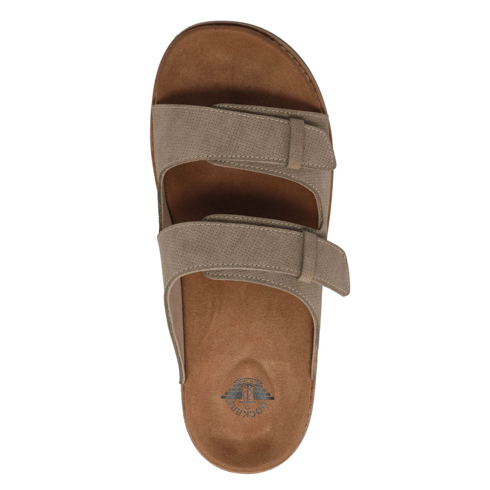 Taupe-Dockers Mens Casual Two Strap Slip-On Sandal