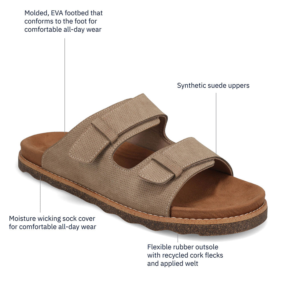 Taupe-Dockers Mens Casual Two Strap Slip-On Sandal