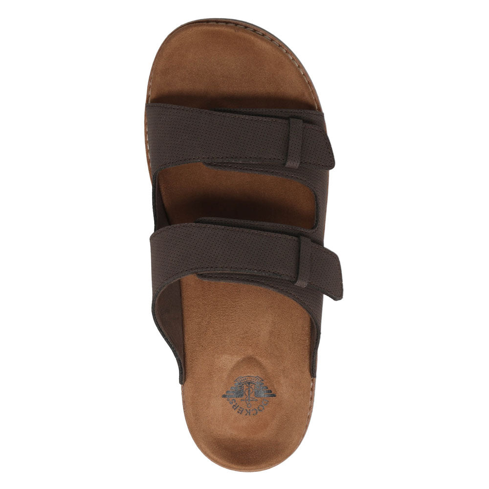 Brown-Dockers Mens Casual Two Strap Slip-On Sandal