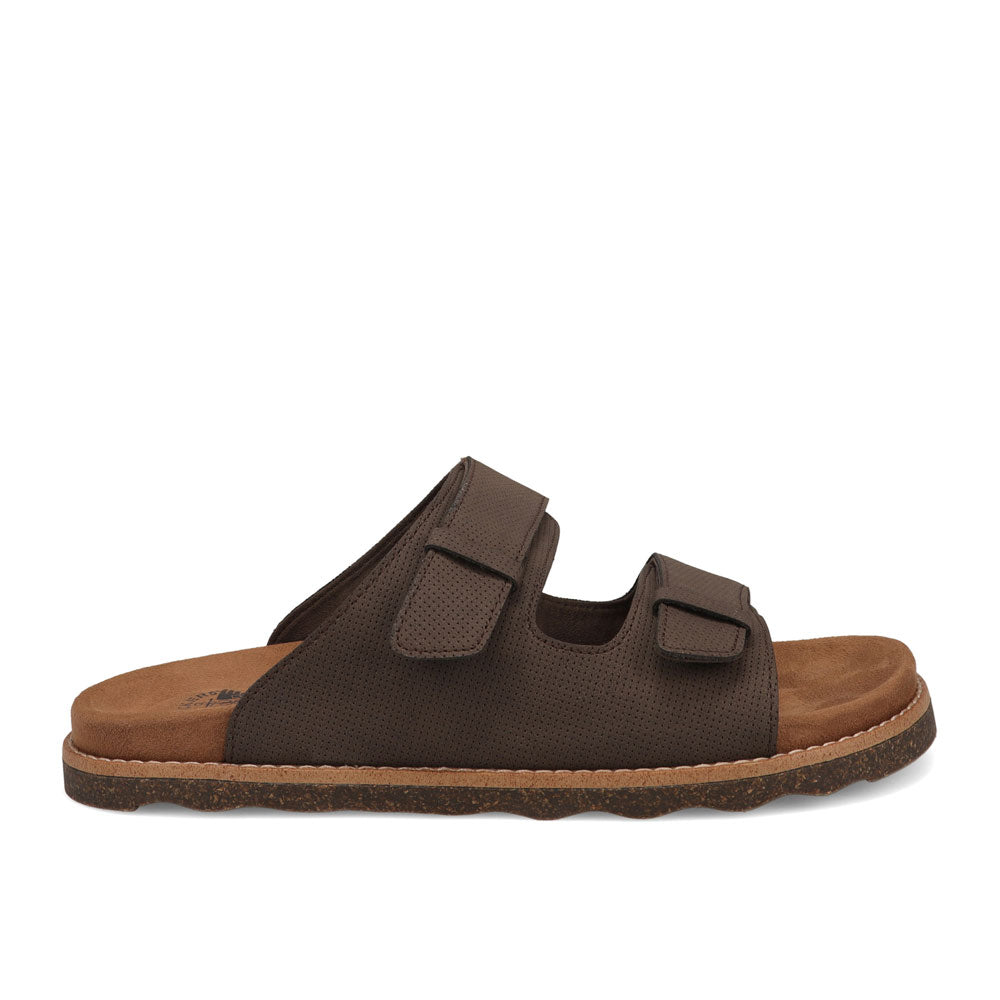 Brown-Dockers Mens Casual Two Strap Slip-On Sandal