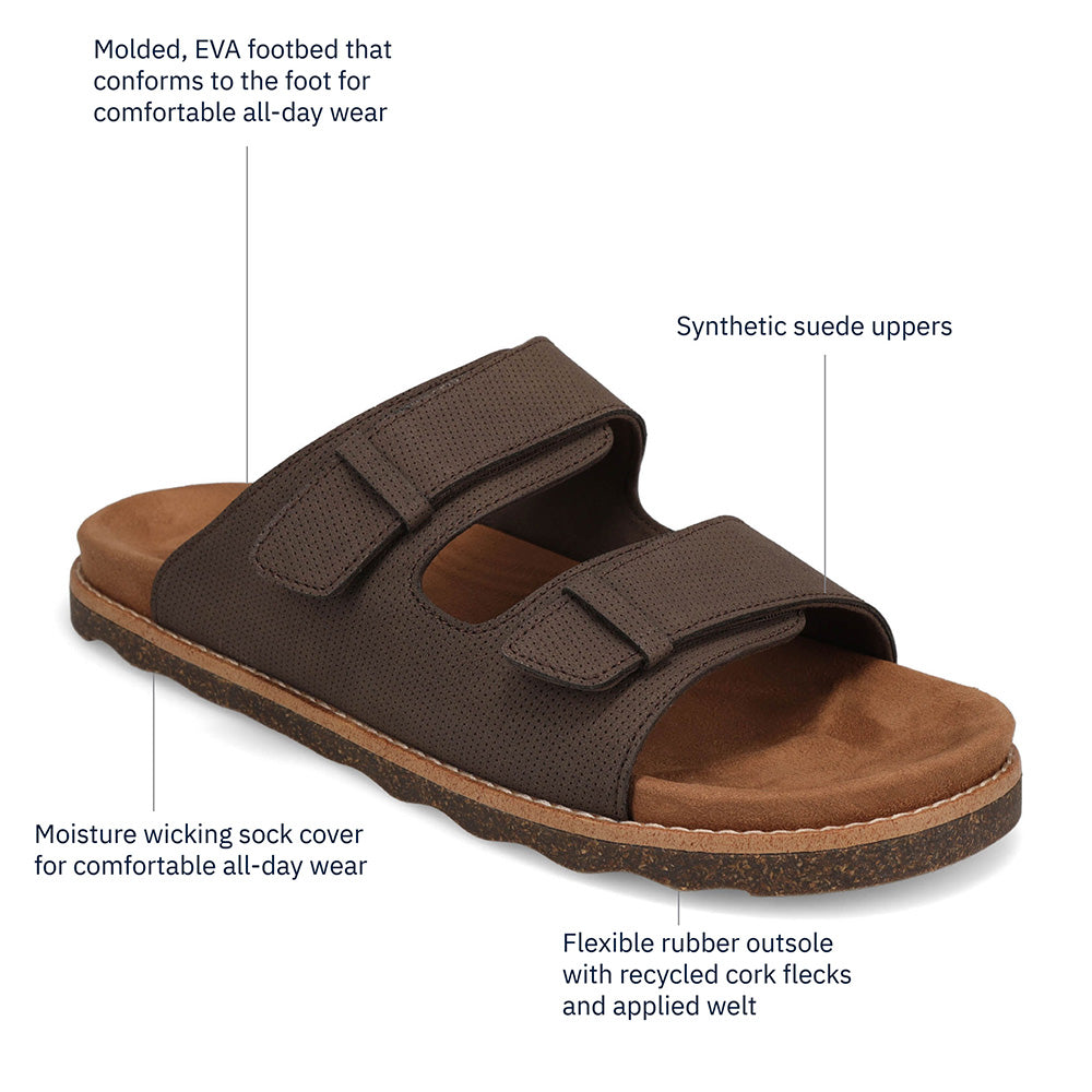 Brown-Dockers Mens Casual Two Strap Slip-On Sandal