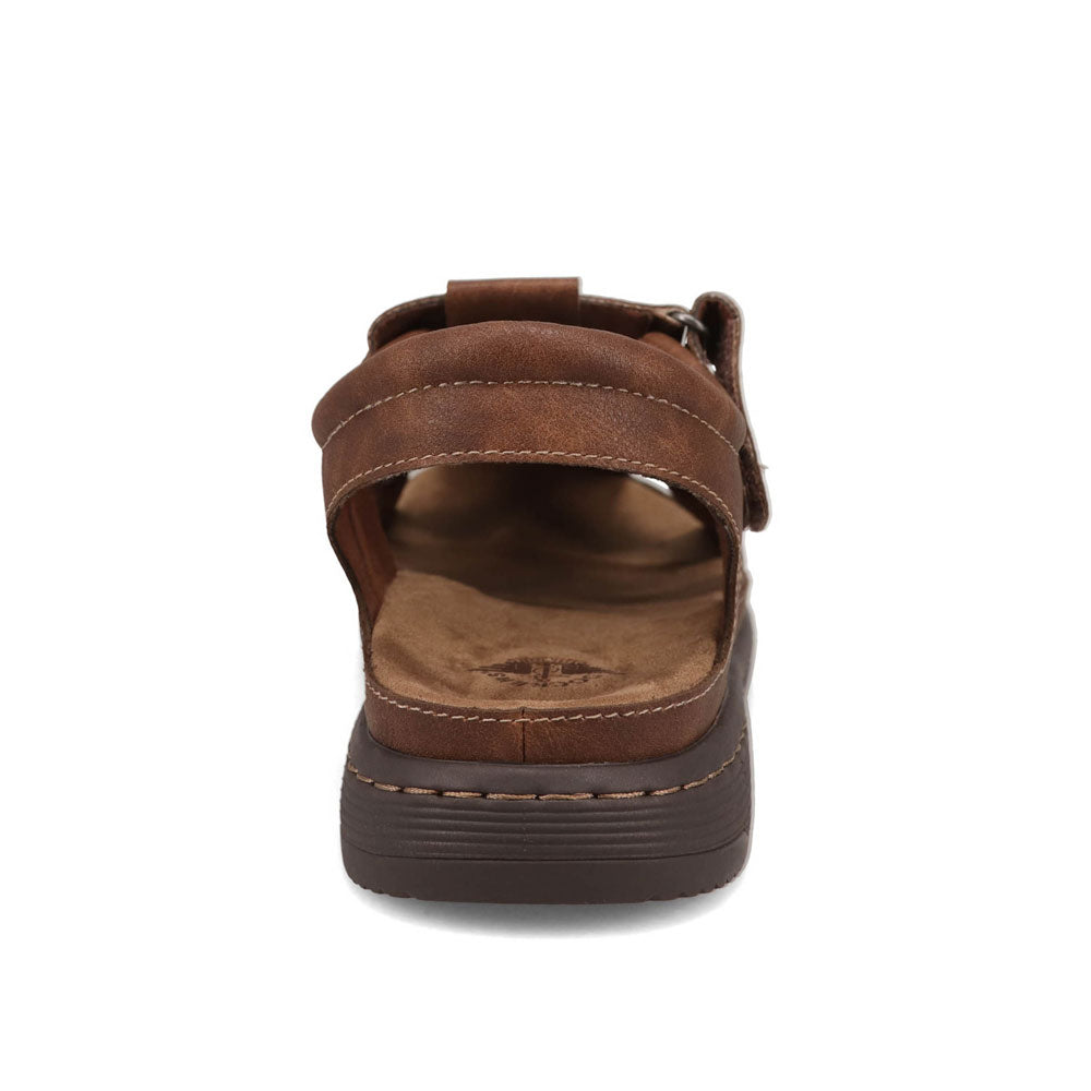 Dark Tan-Dockers Mens Sarasota Tumbled Full Grain Moc Toe Sandal