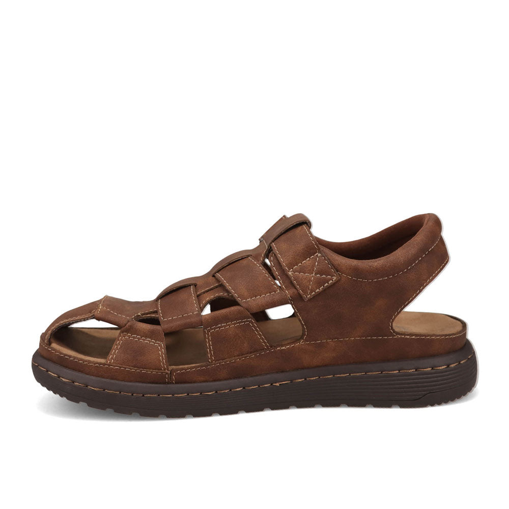 Dark Tan-Dockers Mens Sarasota Tumbled Full Grain Moc Toe Sandal