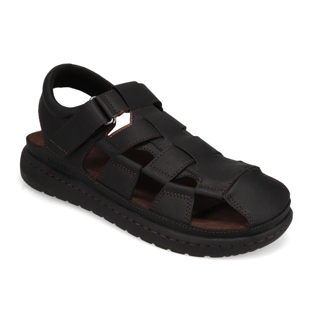 Black-Dockers Mens Sarasota Tumbled Full Grain Moc Toe Sandal