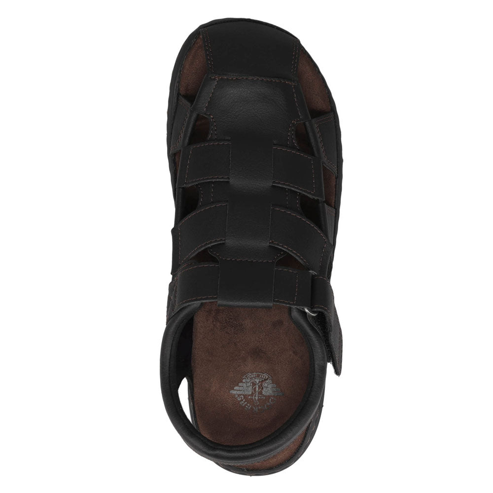 Black-Dockers Mens Sarasota Tumbled Full Grain Moc Toe Sandal
