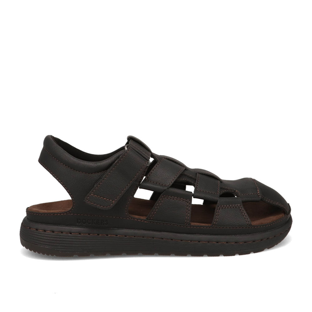 Black-Dockers Mens Sarasota Tumbled Full Grain Moc Toe Sandal