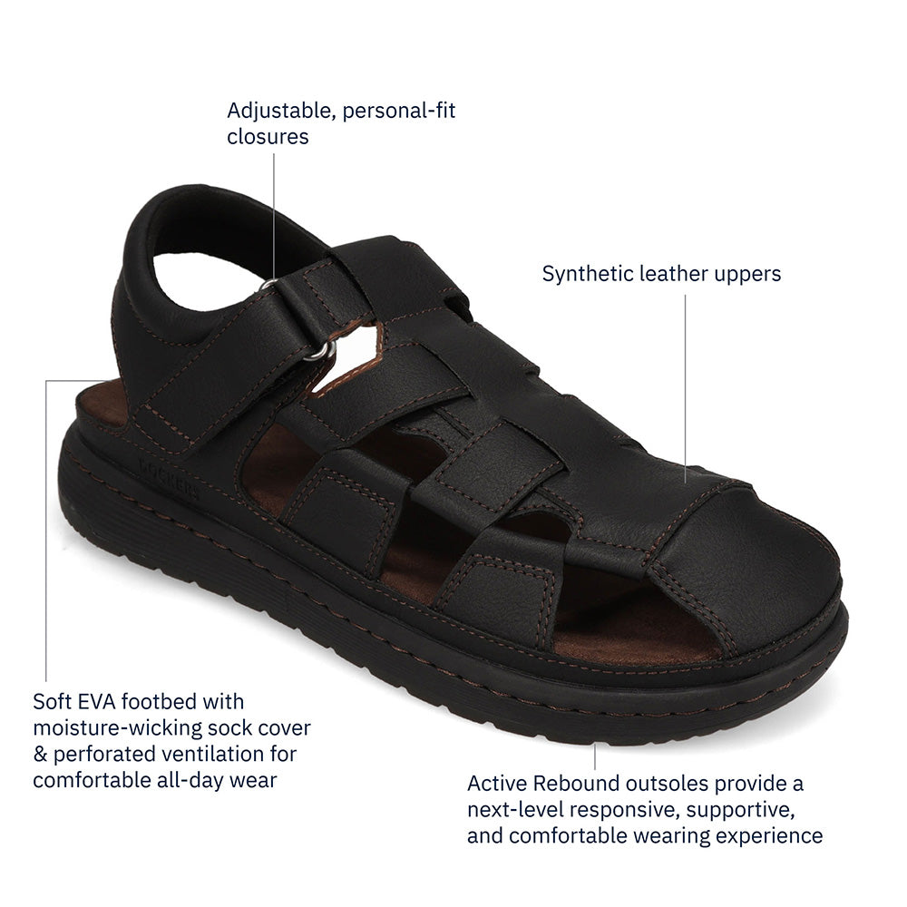 Black-Dockers Mens Sarasota Tumbled Full Grain Moc Toe Sandal