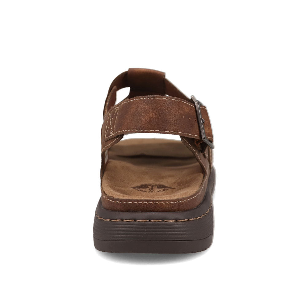 Dark Tan-Dockers Mens Sorrento Tumbled Full Grain Sling Back Buckled Sandal
