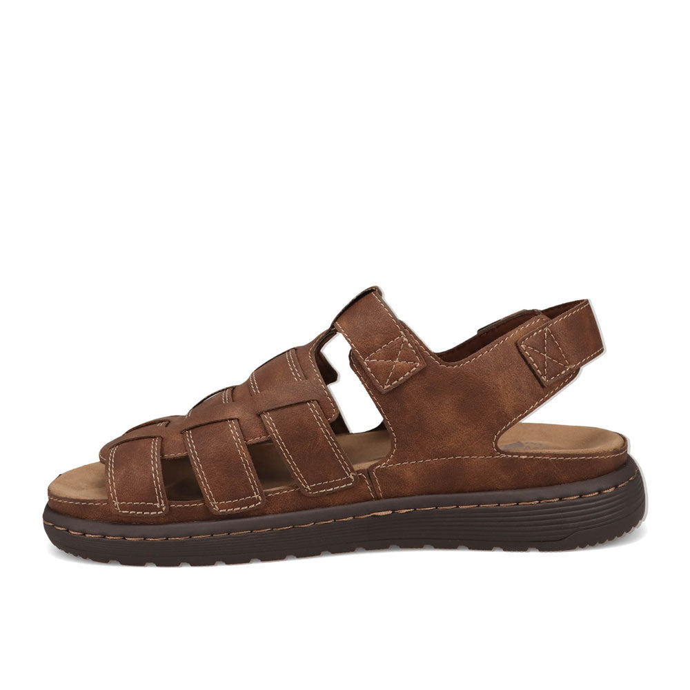 Dark Tan-Dockers Mens Sorrento Tumbled Full Grain Sling Back Buckled Sandal